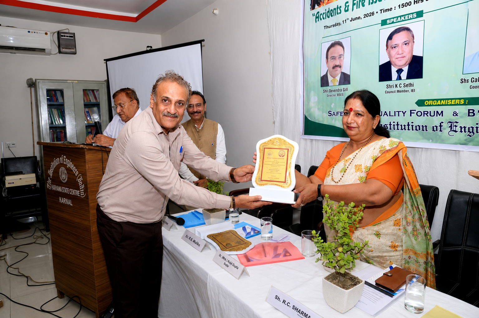Felicitation ceremony during the workshop